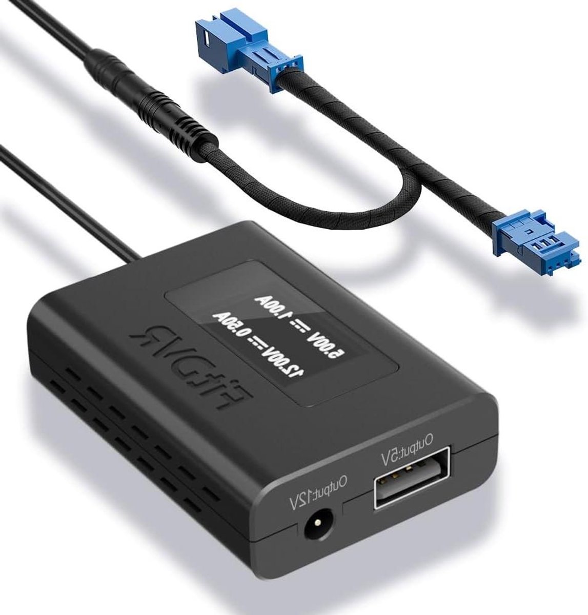 Dashcam Stroomadapter - Auto Oplader - Veilige Rit - LED Display - 3-Pin - Zwart