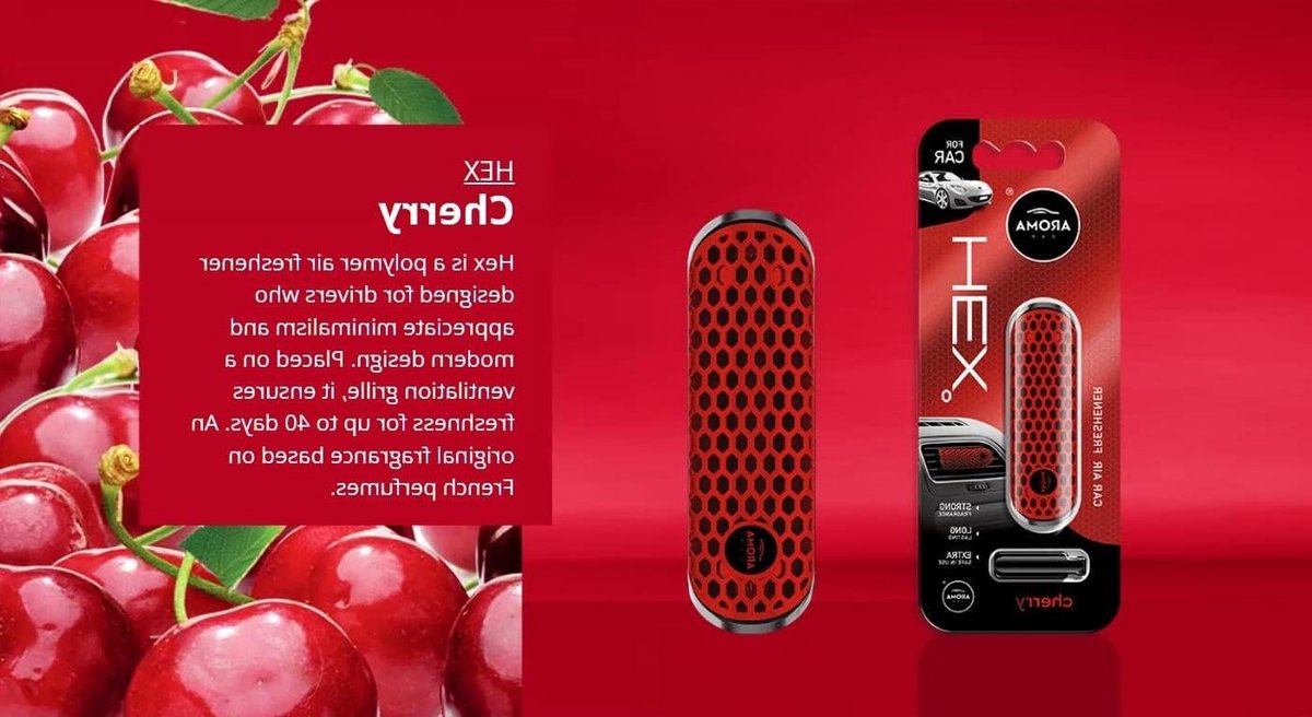 Luchtverfrisser Hex Cherry - Auto Geurhanger - Auto Interieur - Vormvaste Polymer - 10 x 5 x 1 cm - Cherry