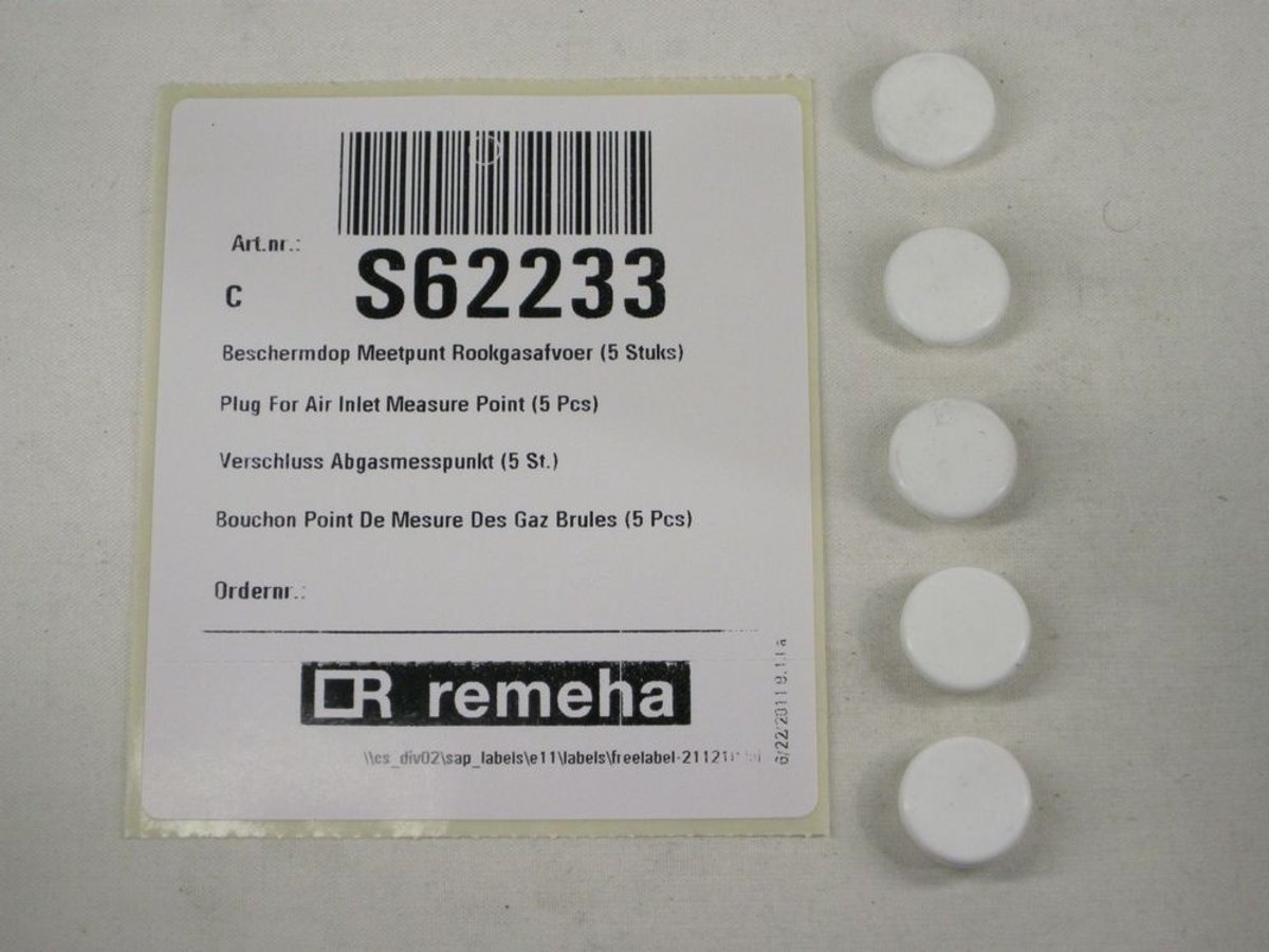 Remeha Stop f Luchtinlaat-Meetpunt(5x), S62233
