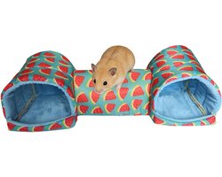 Hamsterkooi - Klein dier - Slapen voeren spelen - Machinewasbaar ontwerp - 51 x 17 cm - Watermeloen