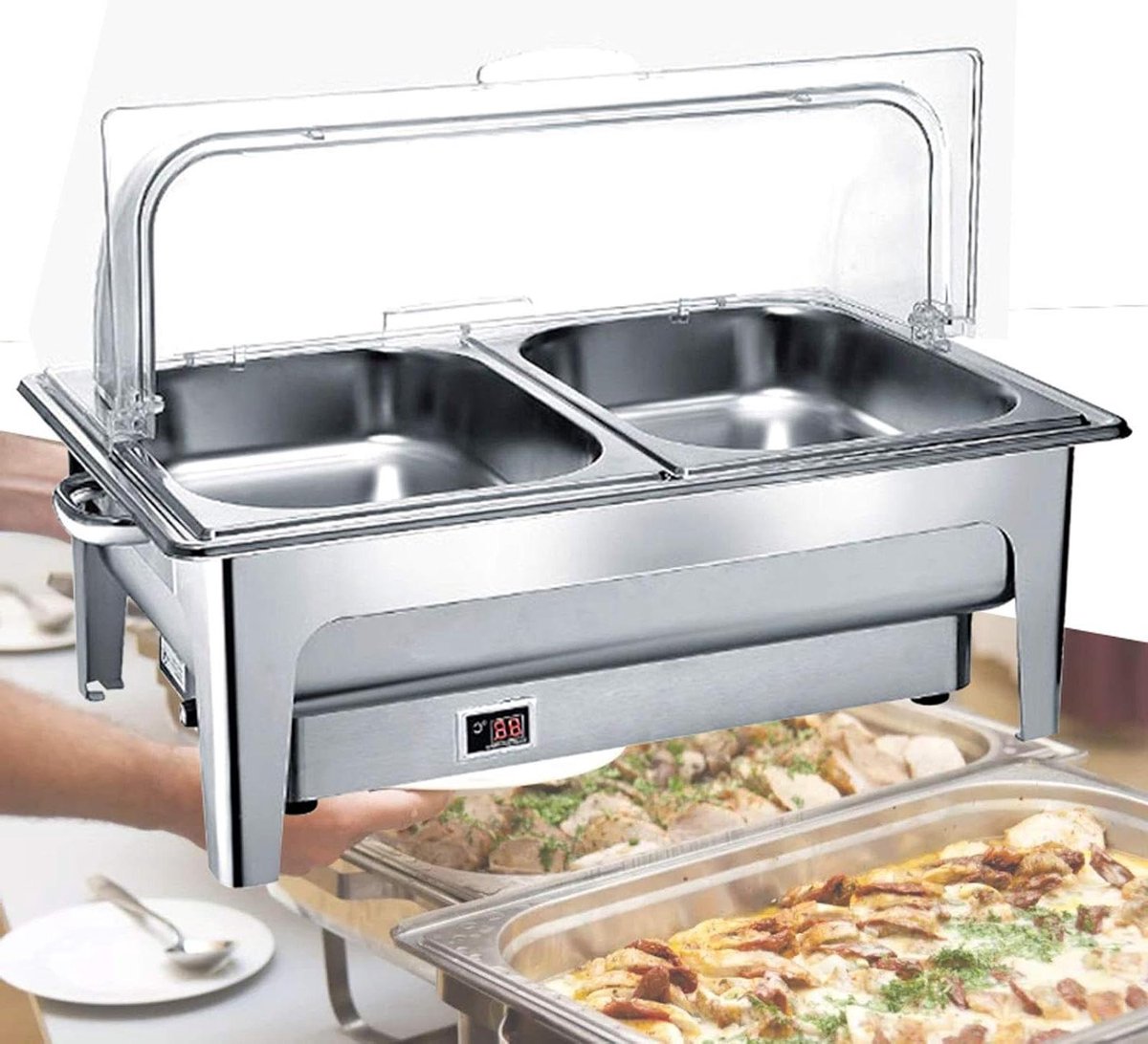 Voedselwarmer - Buffet warmer - Feesten en diners - Instelbare temperatuur - 9L inhoud - Zilver