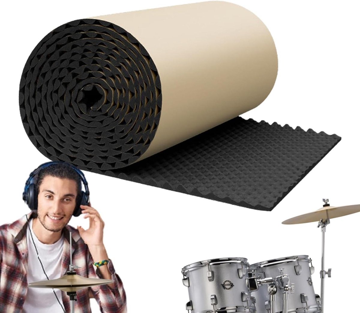 Geluidsisolatieplaten - Akoestische panelen - Geluidsreductie - Waterdicht en schokabsorberend - 200 x 50 cm - Zwart