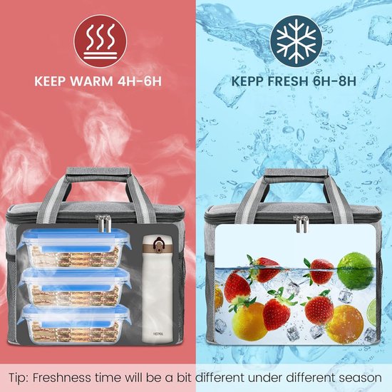 Koelbox - Koeltas - Koeltas 15L - Koelrugzak - Koeltasje Klein - Waterdicht - Draagbaar - Schouderband - Koeltassen Opvouwbaar - 600D Oxford - Kleine Koeltas voor Onderweg, Thermische Tas voor Picknicks, Camping, Excursies - Grijs van Koelbox. — afbeelding 2