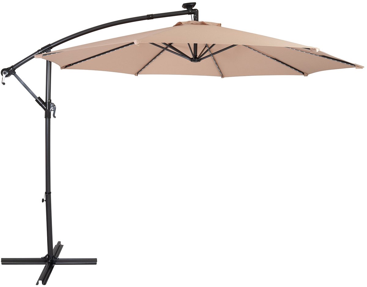 LED Zweefparasol 3 m - beige - hangparasol met verlichting voor tuin en terras