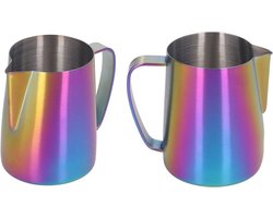 Melkopschuimkan Roestvrijstaal - Koffiekan Barista - Koffie Bereiden - Morsvrij Gieten - 650 ml - Kleurrijk