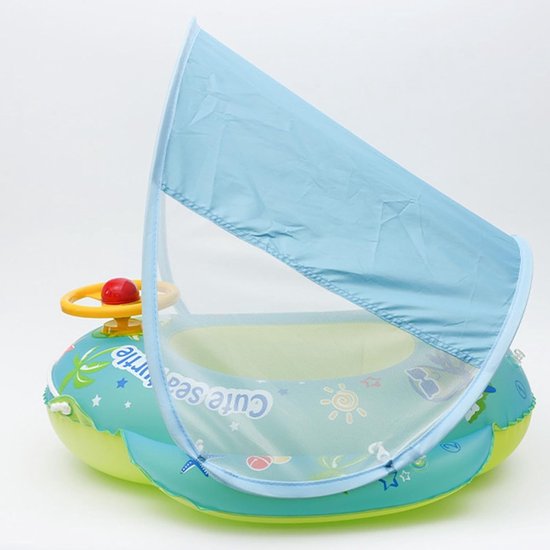 Babyzwembadvlotter - Zwemring peuter - Veilig spelen - Met zonnescherm - 70x70cm - Multicolor — afbeelding 2
