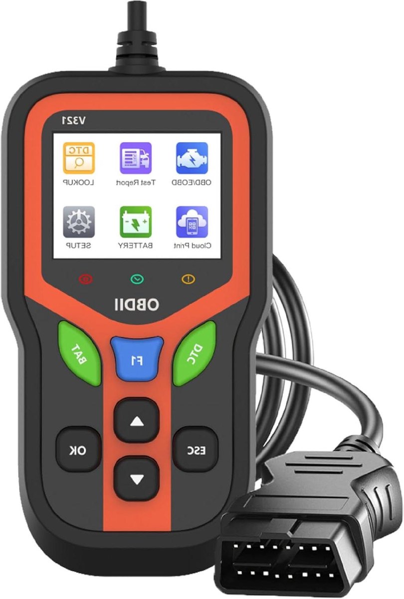 OBD2 Scanner - Diagnoseapparaat Auto - Voertuigonderhoud - Foutcodes Lezen Wissen - 15 x 8.1 x 2.5 cm - Zwart