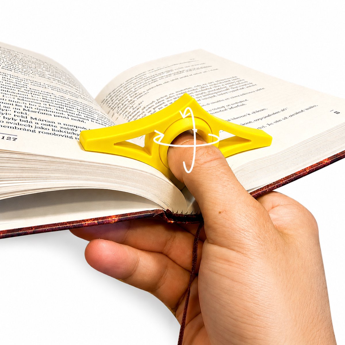 Boekpaginahouder - Boekhouder Voor Éénhandig Lezen - Duimring Leeshulp 25 Mm - Paginahouder Voor Boeken - Ergonomische Leesaccessoire - Handsfree Lezen - Comfortabel Lezen - Voor Romans Studieboeken Paperbacks En E-Readers - Geel