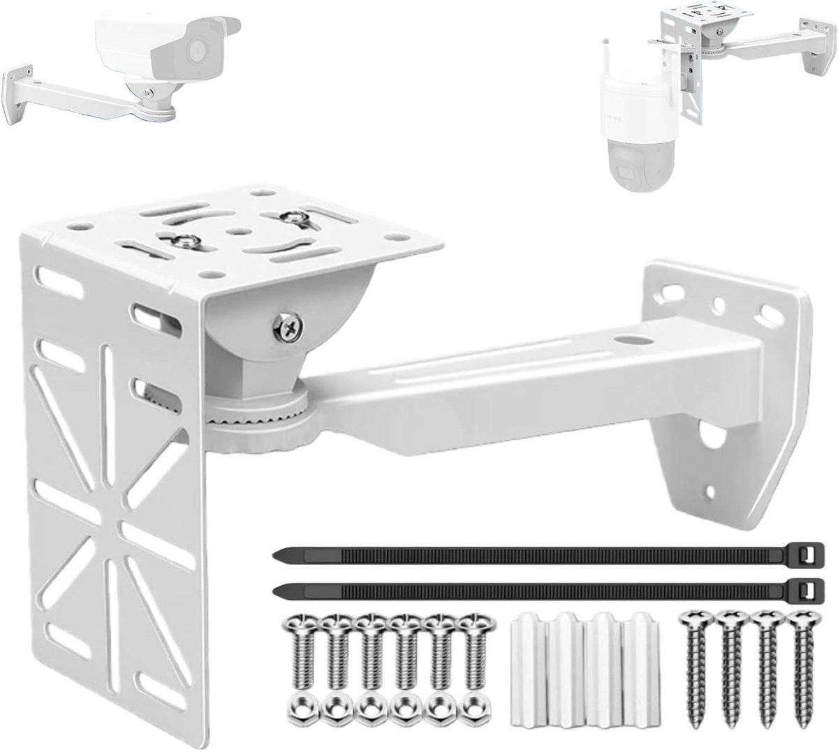 Aluminium muurbeugel - Camera houder - Beveiliging installeren - Verstelbare hoek - Tot 9 kg - Zilver