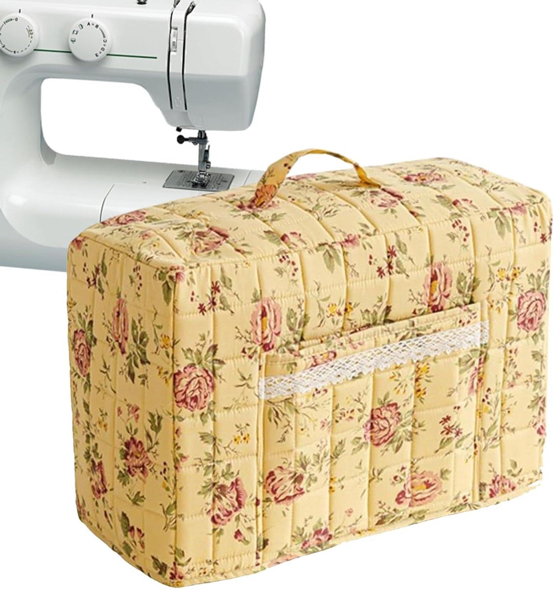 Naaimachinetas - Stofzak Bloemenprint - Naaigereedschap Opbergen - Gewatteerde Polyester Stof - 43 x 35 cm - Bloemenpatroon