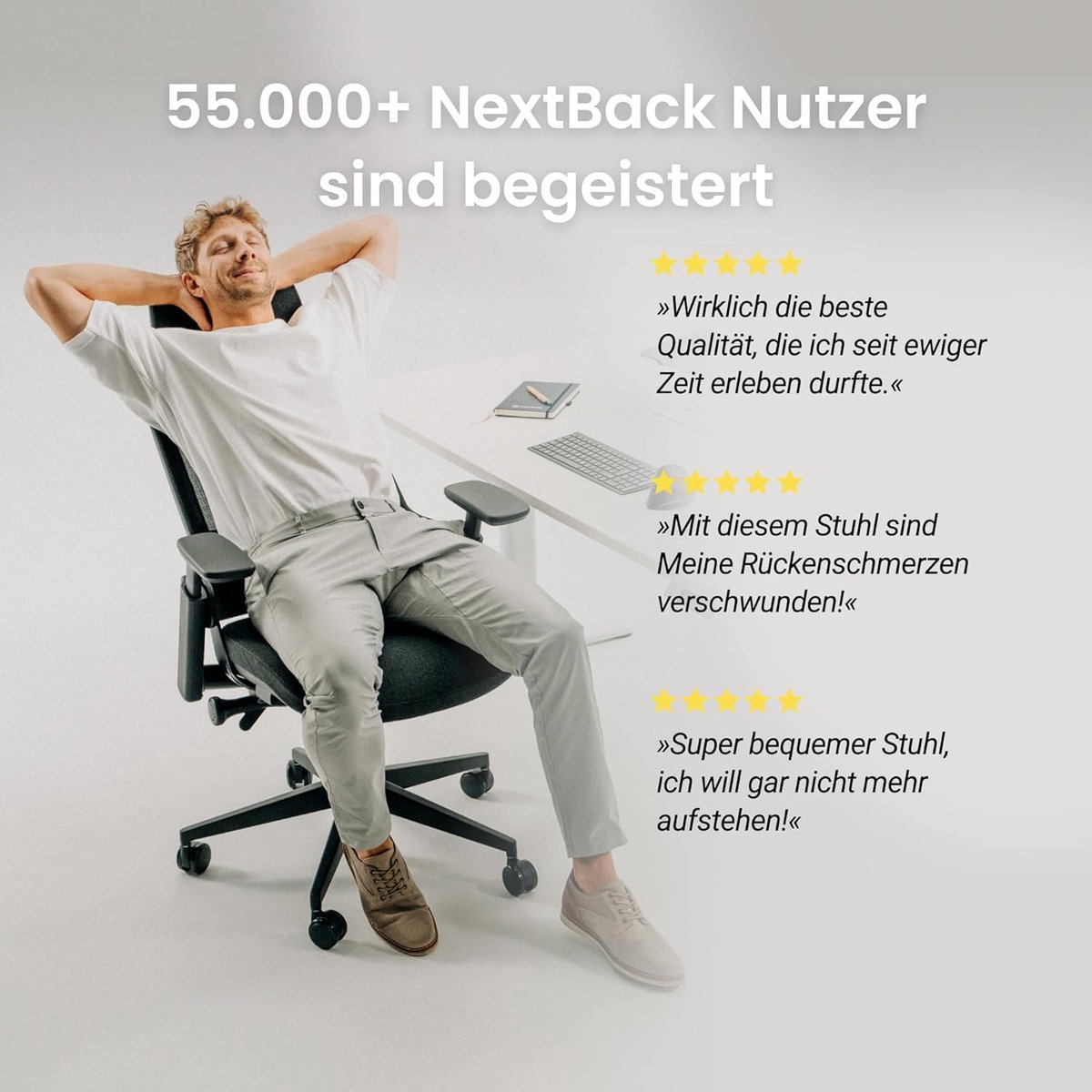 Bureaustoel Ergonomisch - House&Garden ErgoMax Pro Ergonomische Kantoorstoel met Hoofdsteun - Verstelbare Lendensteun - Synchroonmechanisme - Volledig Instelbaar - Gaming & Kantoorstoel - Belastbaar tot 150 kg - Zwart