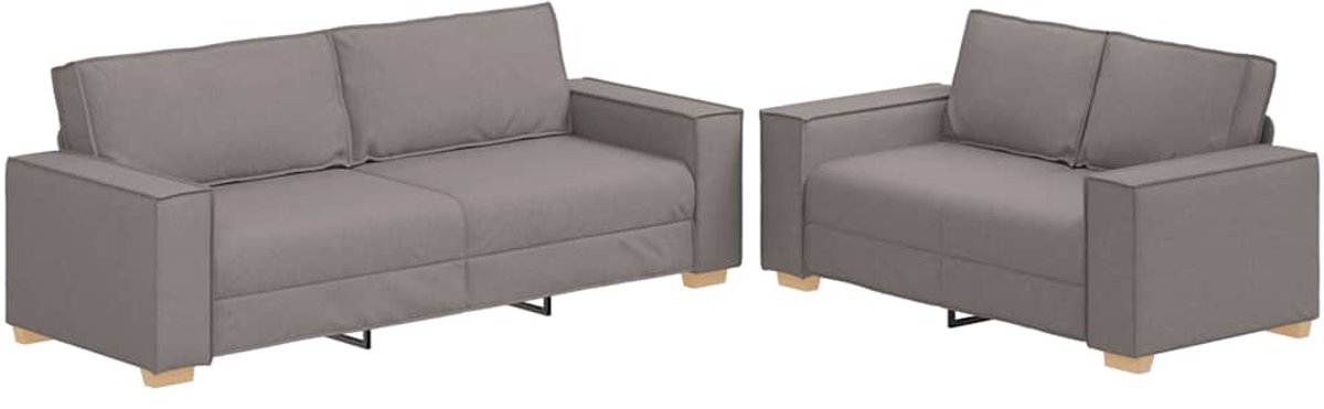 vidaXL - 2-delige - Loungeset - met - kussens - stof - taupe