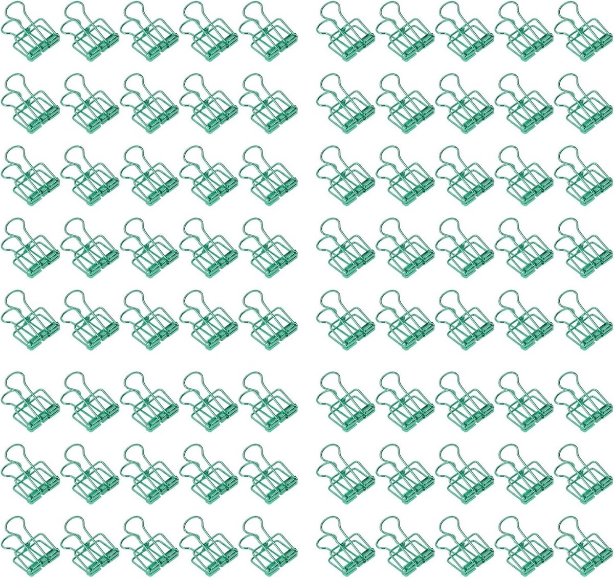 Bindmiddelclips Metaal - Papierklemmen Documenten - Documenten Organiseren - Holle Staart Ontwerp - 80 stuks - Groen