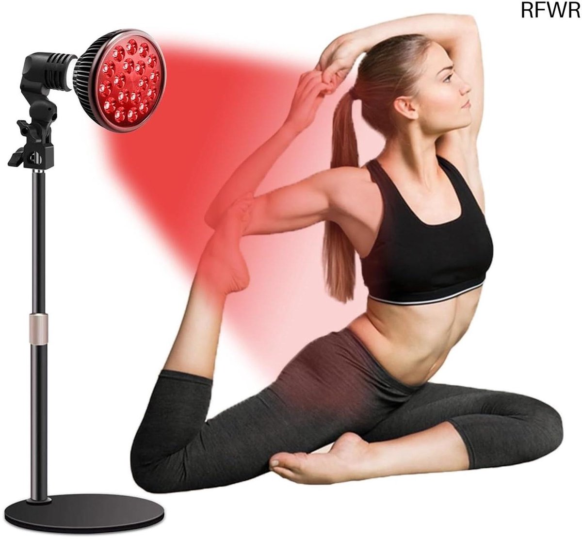 Roodlicht Lamp - Infrarood Lamp - Therapie Thuis - Verstelbare Standaard - 54 Watt - Zwart