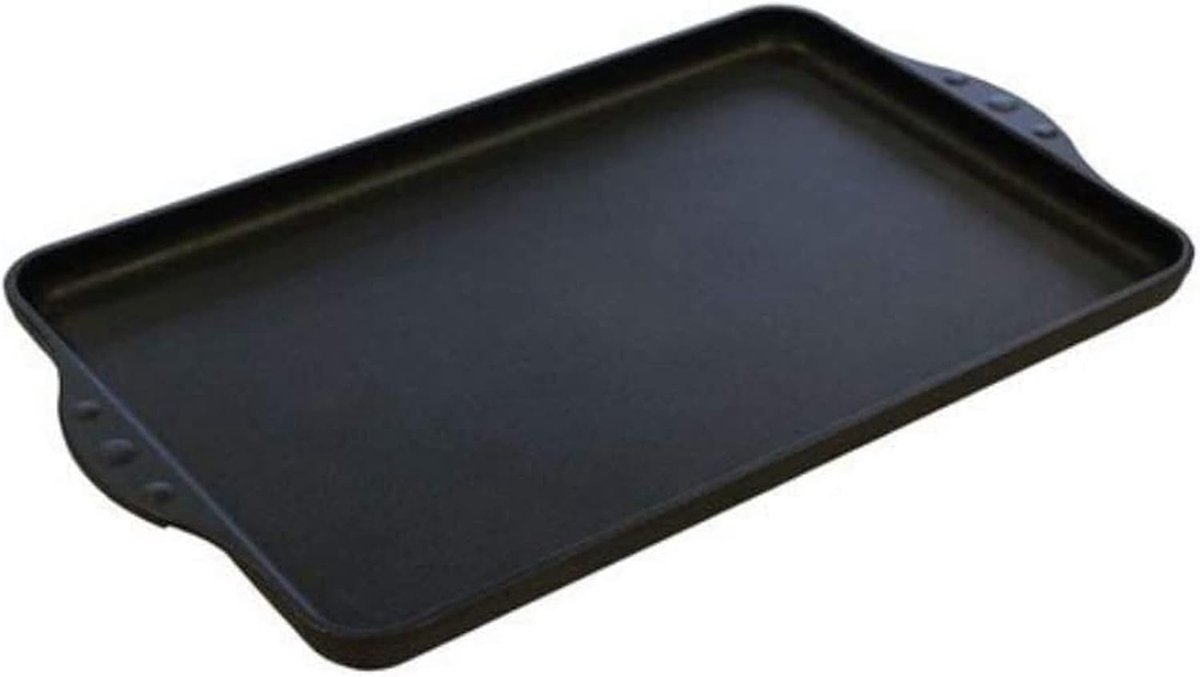 Grillplaat - Plancha Bakplaat - Buiten Koken - Handgegoten Aluminium - 43x28 cm - Zwart