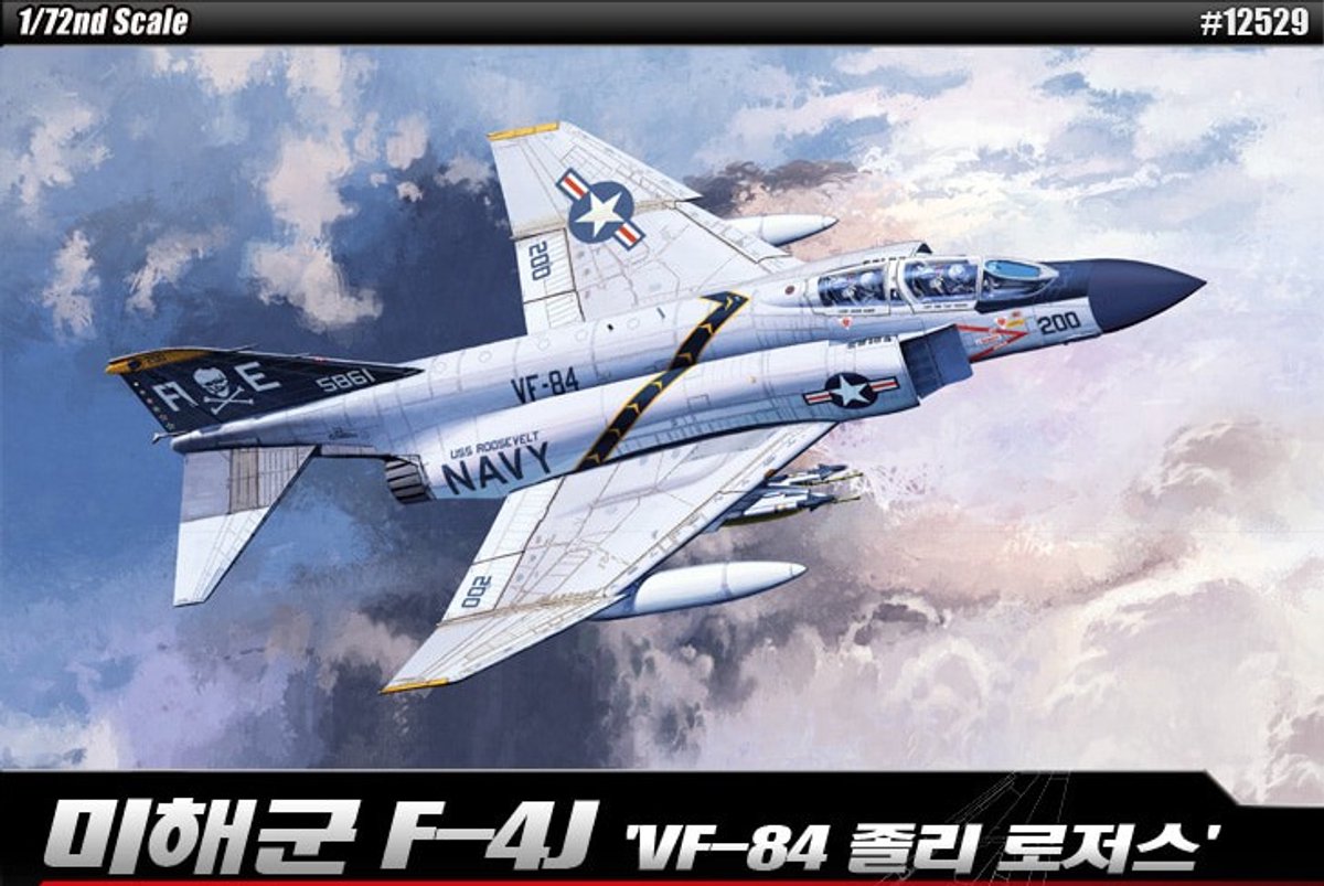 Academy Modelbouwpakket Militaire voertuigen - 12529 McDonnell Douglas USN F-4J Phantom II VF-84 Jolly Rogers - Amerikaanse Straaljager Plastic - 1:72 - Modelbouw