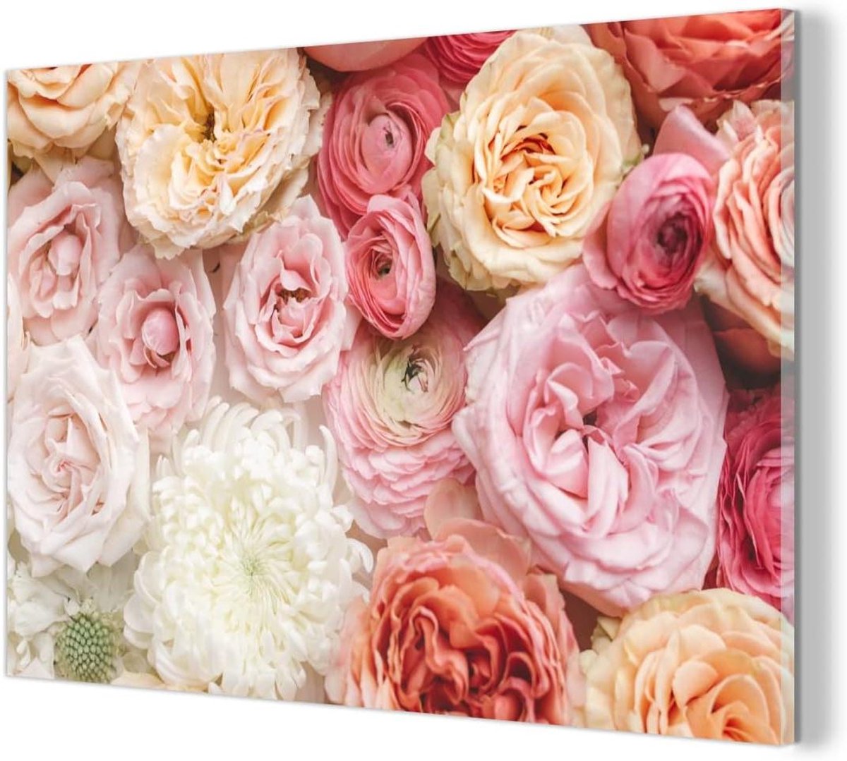 Glasschilderij Rozen - Acrylglas Print Bloemen - Wanddecoratie Huis - Extreem Scherpe Afdruk - 30x20 cm - Roze