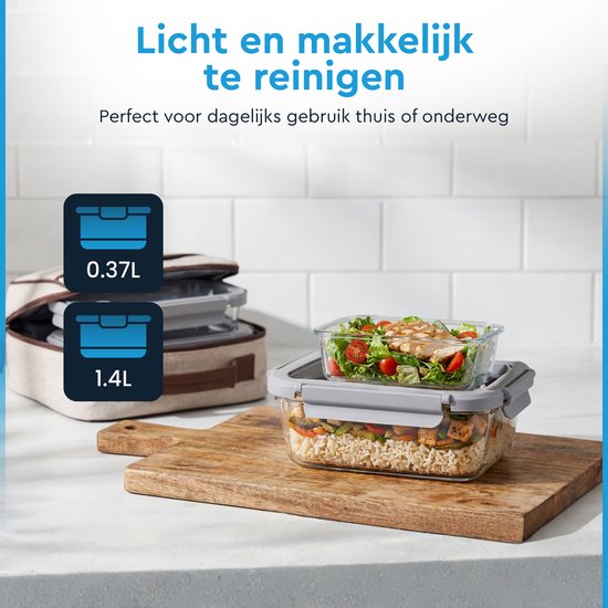 Set de Boîtes de conservation Nord Kitchen - avec couvercle vapeur en Verres - Boîtes de Prep des repas - Boîtes de congélation tout Glas - Hermétiques - 10 pièces - 1040 ml + 370 ml