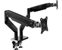 Monitor Arm - Dubbele Schermhouder - Ergonomisch Werken - Gasveer Verstelbaar - 24-35 Inch - Zwart