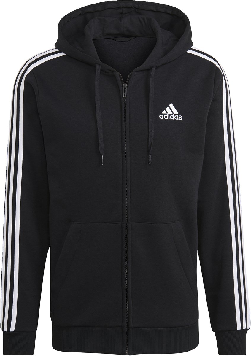 Adidas Sportswear Essentials Fleece 3-Stripes Ritshoodie Heren Zwart