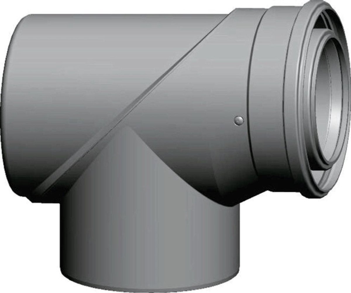 Wolf Revisie-T-stuk DN110/160 konz. 87 graden, 250 mm, wit, van PP, 2651543