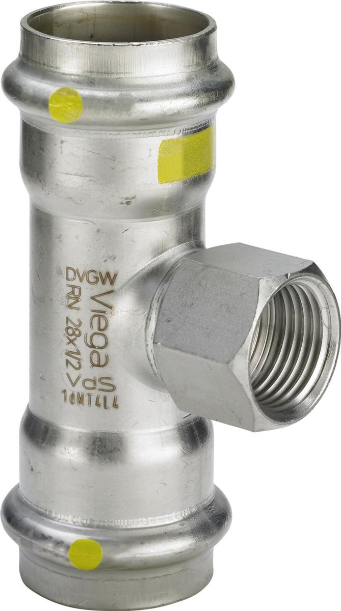 Viega Sanpress Inox G-T-stuk, d1 54, Rp 1/2, d2 54 roestvrij staal Model 0217.2, 486730