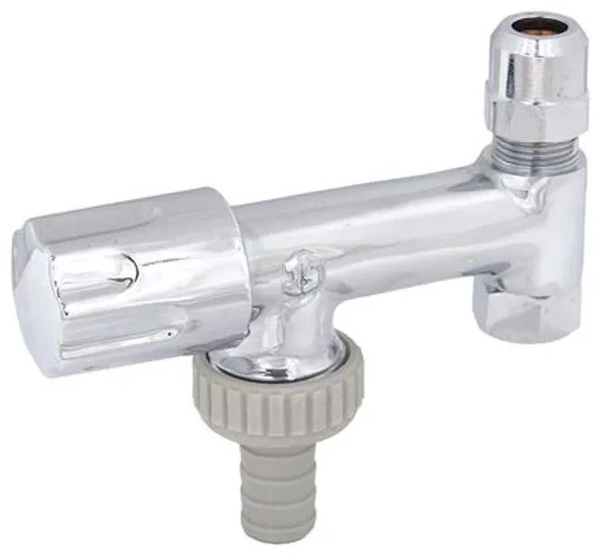 Schlösser Armaturen JS Apparaatventiel voor hoekstopkraan, slangaansluiting, design handgreep, DN10, 3/8'', gepolijst en verchroomd, 0071211050001