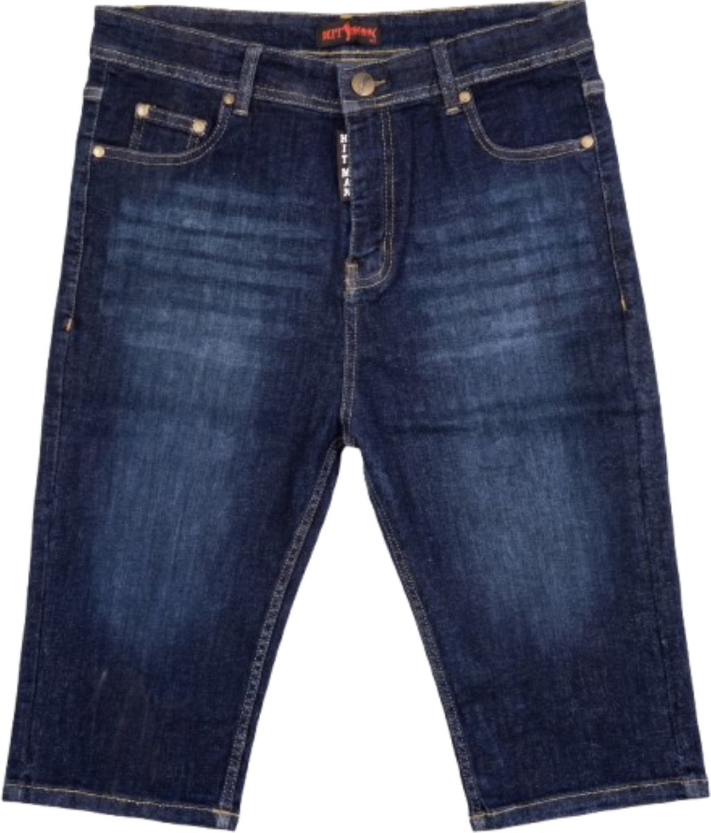 Hitman Korte Broek Heren - Extra Stretch - Met Zakken – Jeans Bermuda Heren – Short Heren – Donker Blauw – Maat 30