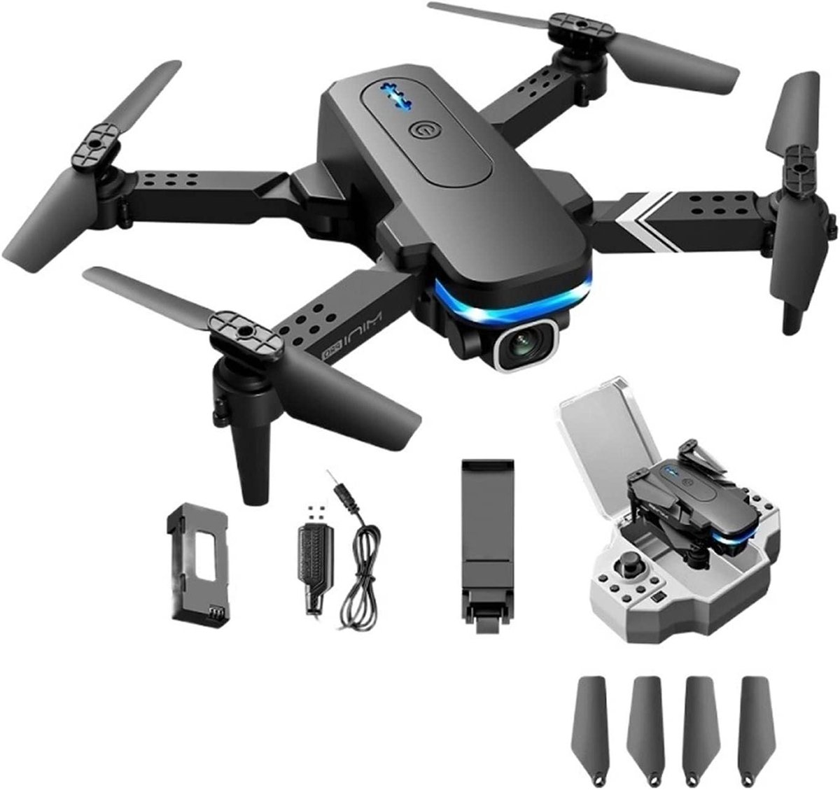 Opvouwbare Drone Quadcopter - Mini Drone RC Helicopter - Luchtfotografie Hobby - Dubbele 4K HD Camera - 18x15x6.5cm - Zwart/Grijs