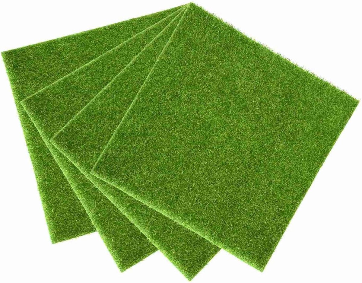 Kunstgras Tuin Decoratie - Nep Gras - Mini Tuinieren - Wasbaar Duurzaam Materiaal - 30 x 30 cm - Groen