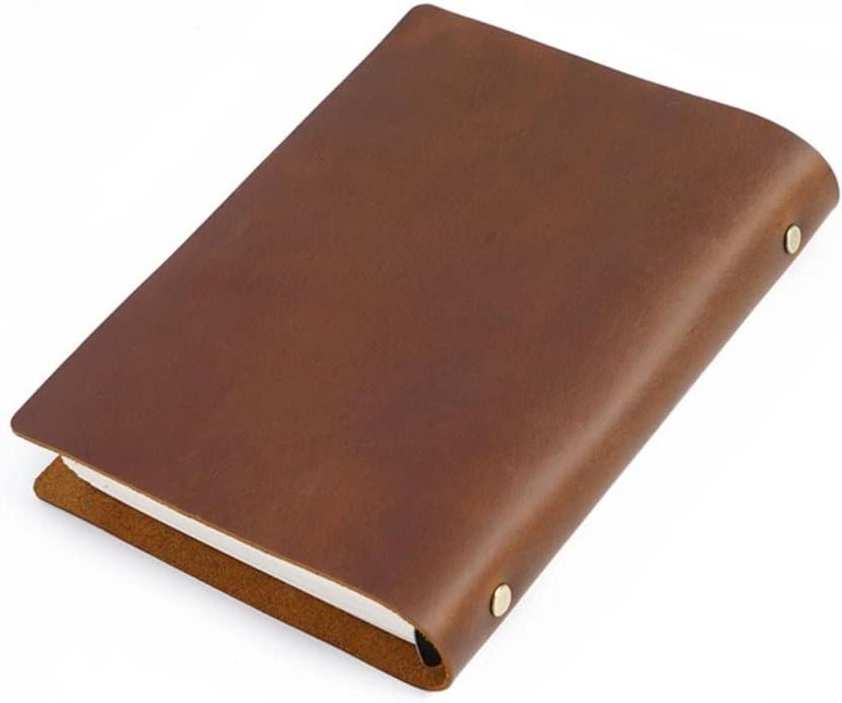 Leren Notitieboek - Hervulbare Agenda - Schrijven en Tekenen - Waterdichte Harde Kaft - Premium Papier - Bruin