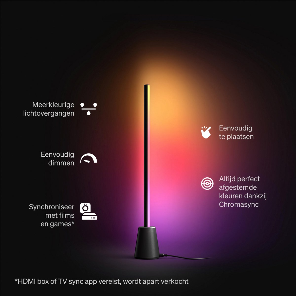 Philips Hue Play LED tafellamp - entertainment - aanpasbaar wit en gekleurd licht - 60 cm - slimme verlichting thumbnail 2