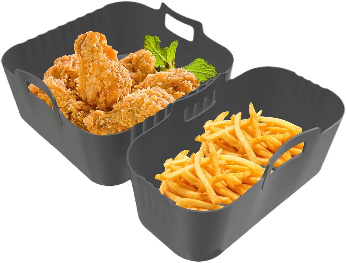 Airfryer Afdekking - Siliconen Manden - Keuken Koken - Intelligent Smaakbeheer - 2 Stuks - Grijs