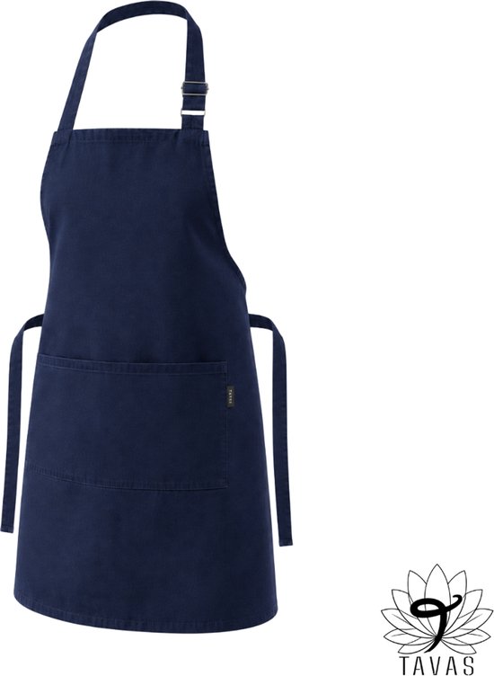 Simple Keukenschort - Donkerblauw - Professioneel Verstelbaar Keukenschort - Keukenschort Dames Keukenschort Heren - Hotelkwaliteit