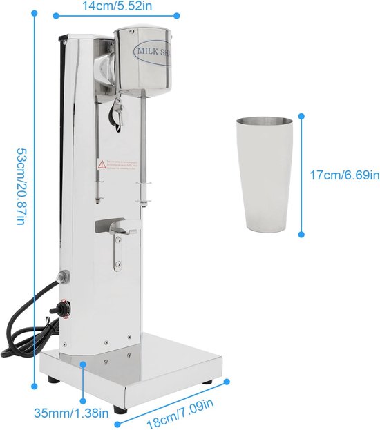 180 W milkshake maker, shaker machine drankmixer, powerdrank mixer gastro blender barmixer voor smoothies, cocktails, milkshakes, dranken, sauzen of puree — afbeelding 4