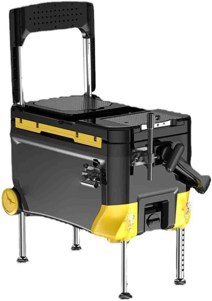Visgerei Dozen - Opbergkoffer Vissen - Visuitrusting Organiseren - Ingebouwde Rugleuning - 36 Liter Capaciteit - Zwart