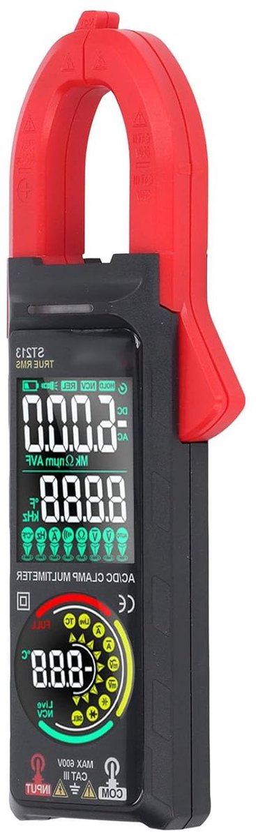 Digitale Stroomtang - Slimme Multimeter - Elektrische Diagnostiek - Dubbel Scherm NCV - 400A - Zwart