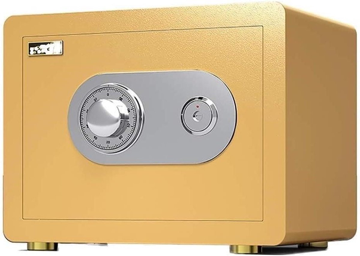 Brandwerende Kluis - Kleine Kastkluis - Waardevolle Spullen Opslag - Dubbel Antidiefstal Systeem - 30 cm - Goud