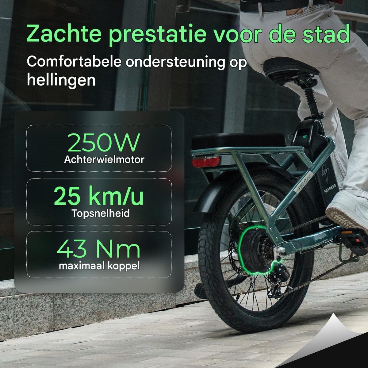 Fafrees Elektrische fiets - Actieradius120km - Verwijderbare batterij 36 V 20Ah - Motor 250W - Shimano 7 versnellingen - Koppelingssensor aan beide zijden - 20 Inch Commuter E-Bike - Dubbele Vering - 20 Inch opvouwbare City Commuter E-Bike - Groente thumbnail 5