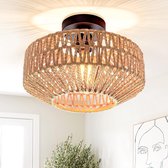 Rotan Plafondlamp - Plafonniere - Plafondlamp Slaapkamer - Woonkamer Lamp - voor Lampen met een E27/E26 Fitting Zonder Lichtbron - Naturel