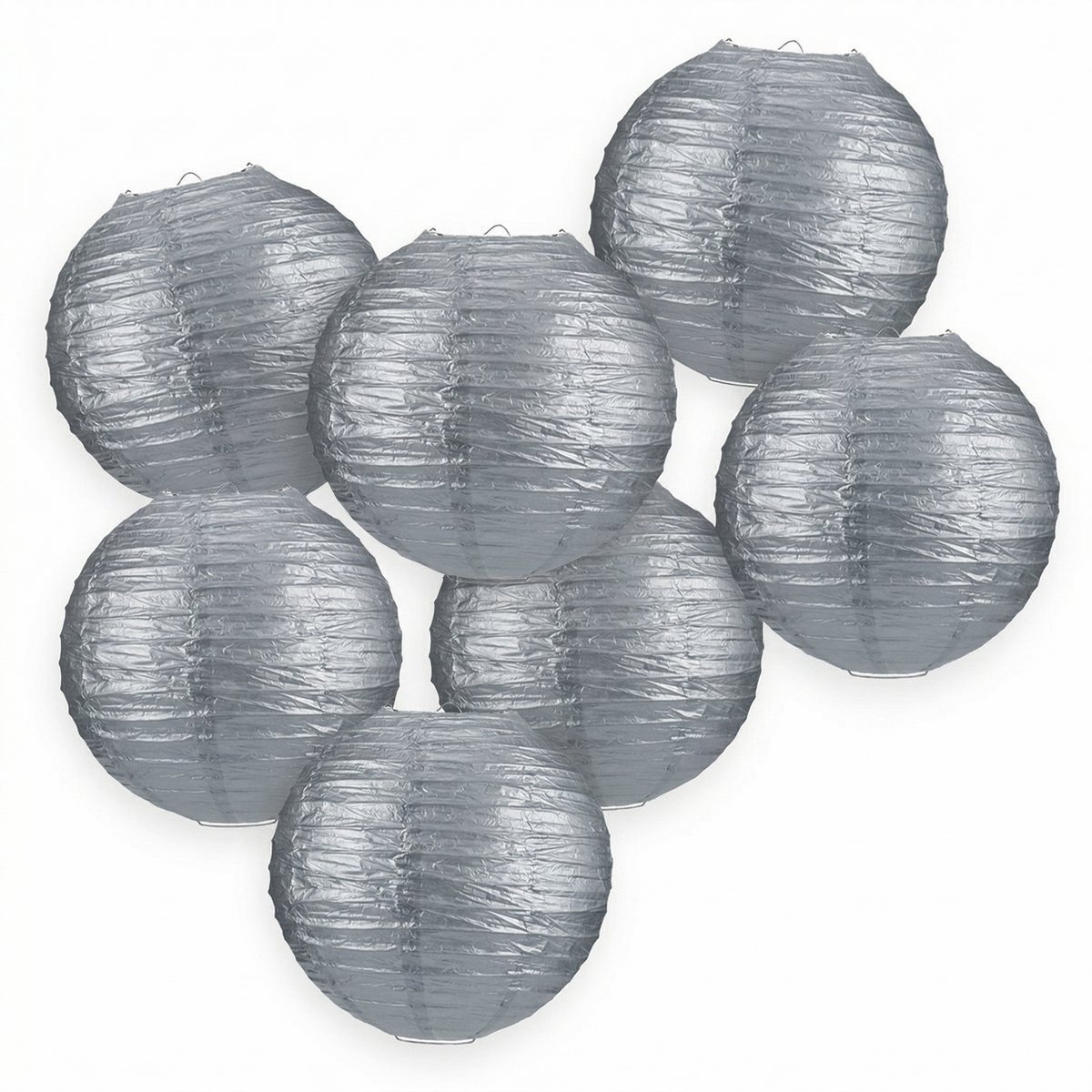 7-set LMPN® papieren lampionnen - zilver - 25cm - zilvere lampion