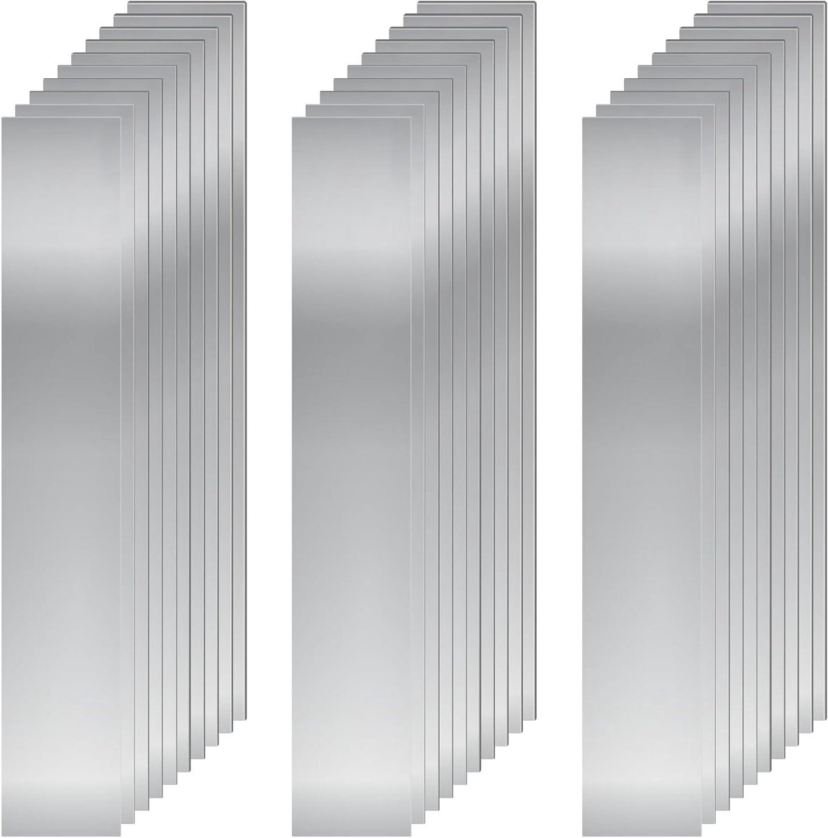 30 Stuks Rectangulaire Schuimplaten Assortiment, 10 Maten van 304 RVS, Ideaal voor Keukenafwerking en DIY Projecten