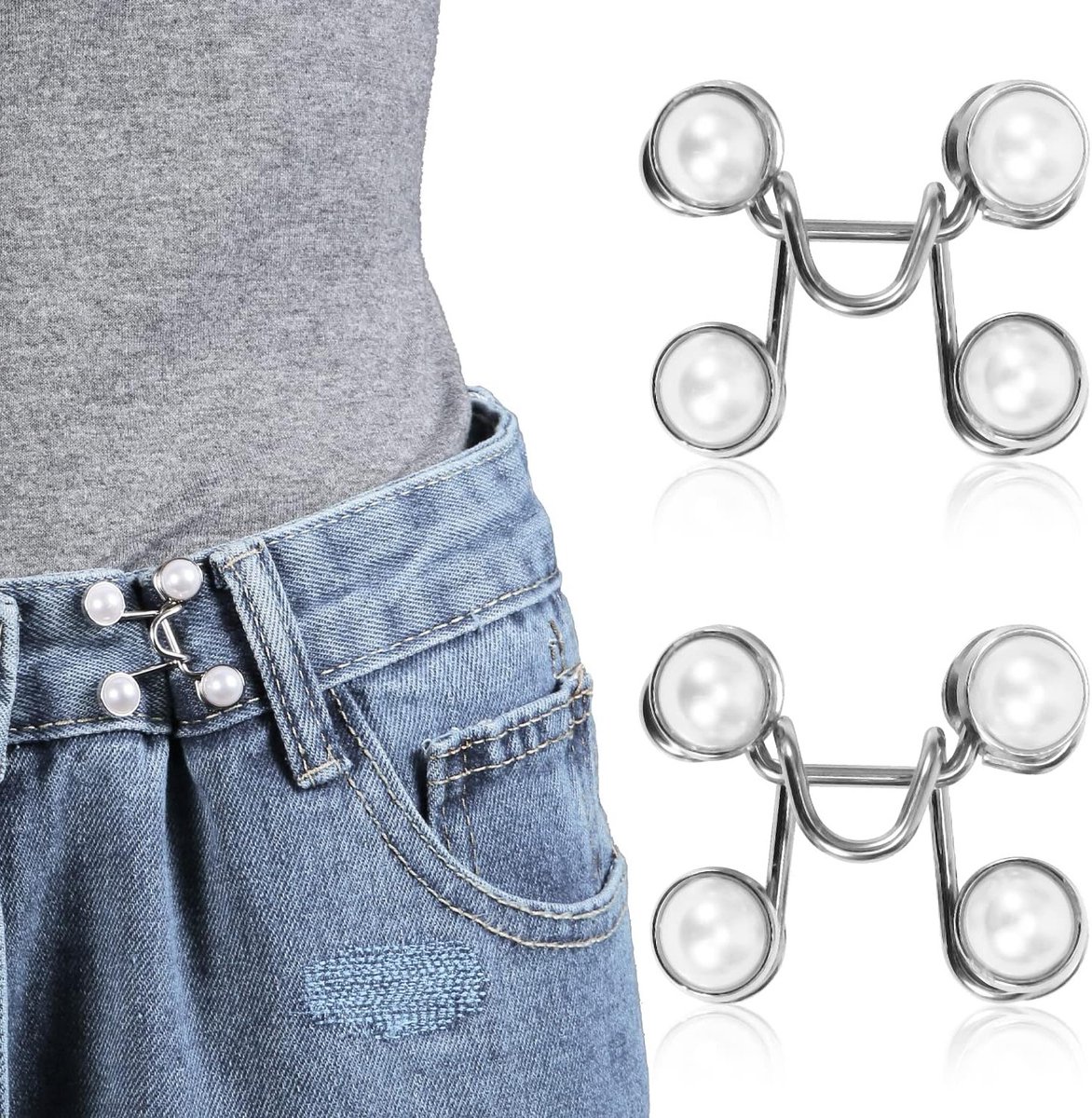 2 Sets Verstelbare Taille Extensie Knopen voor Jeans - Moeder van Parel Detachable Knopen voor Losse Broeken en Tailleverlenging