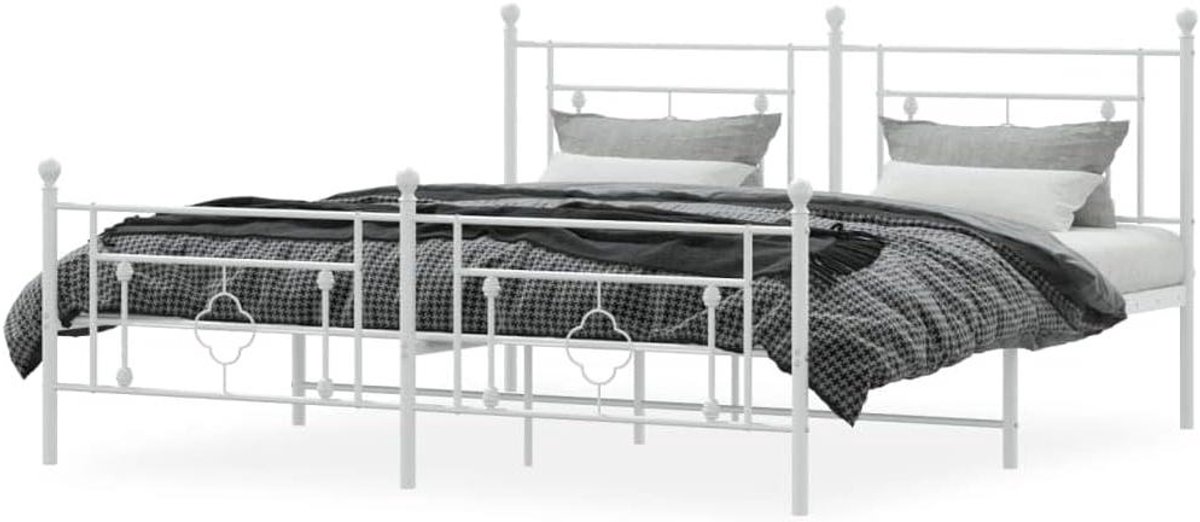 Bedframe met hoofdeinde - Metalen ledikant - Slaapkamer inrichten - Robuuste staalconstructie - 183 x 213 cm - Wit