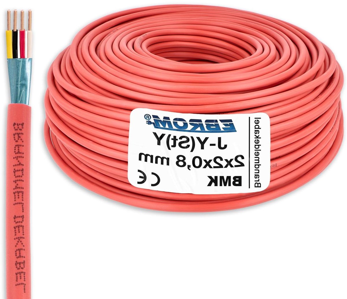 Brandmeldkabel - Alarmkabel Signaalkabel - Vaste Installatie - Gekleurde Aders - 50 meter - Rood