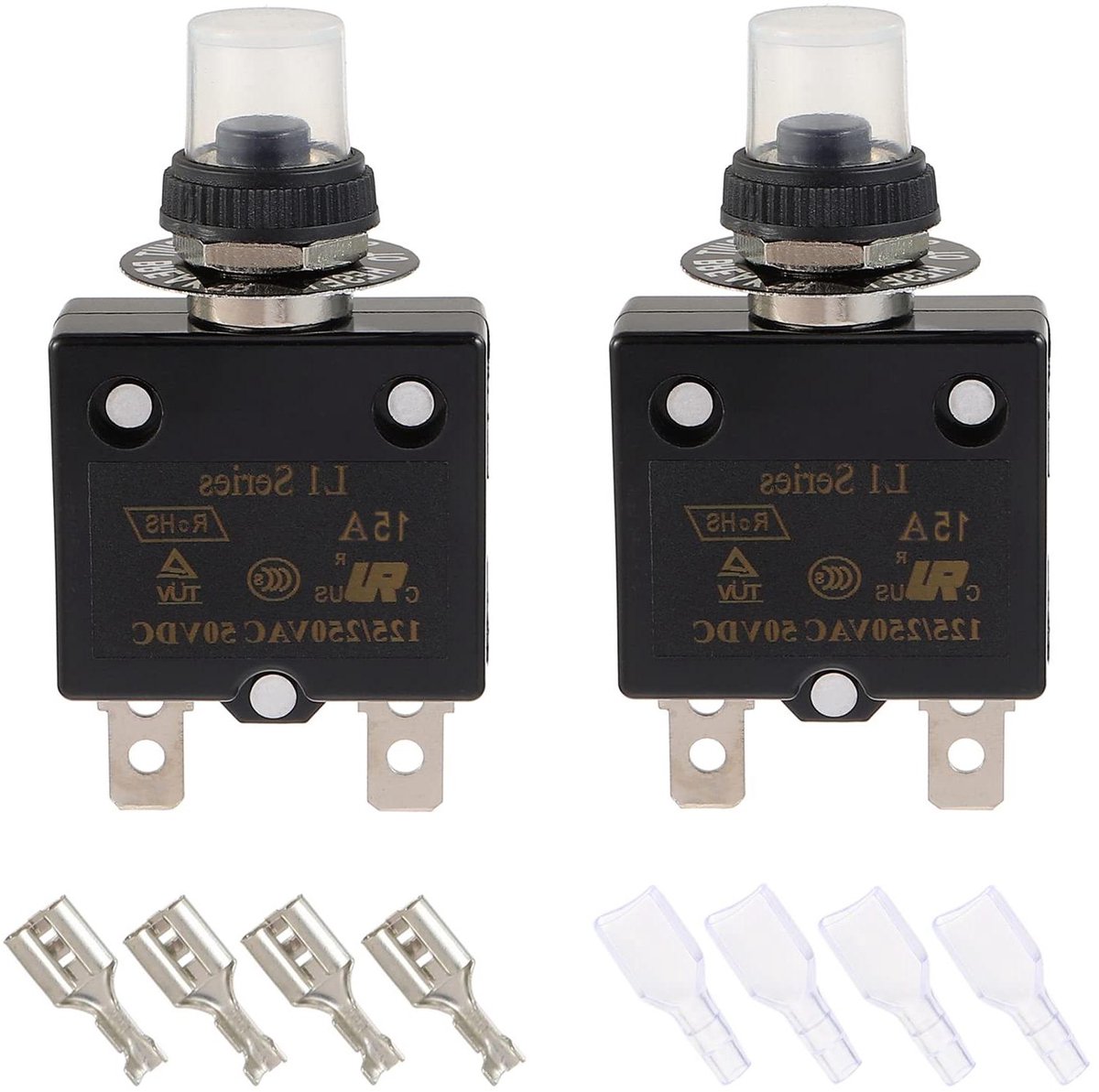 Automatische Schakelaar - Zekering Thermisch - Circuit Beveiligen - Handmatige Reset - 15A 125/250V - Zwart