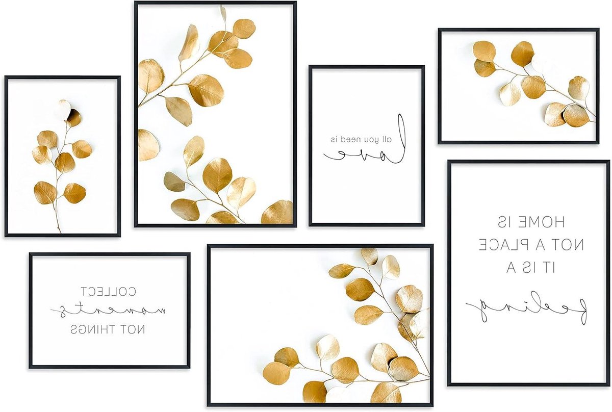 Poster Set - Wanddecoratie Set - Woonkamer Inrichten - 7 Harmonieke Afbeeldingen - 400 g/m² - Meerdere Kleuren