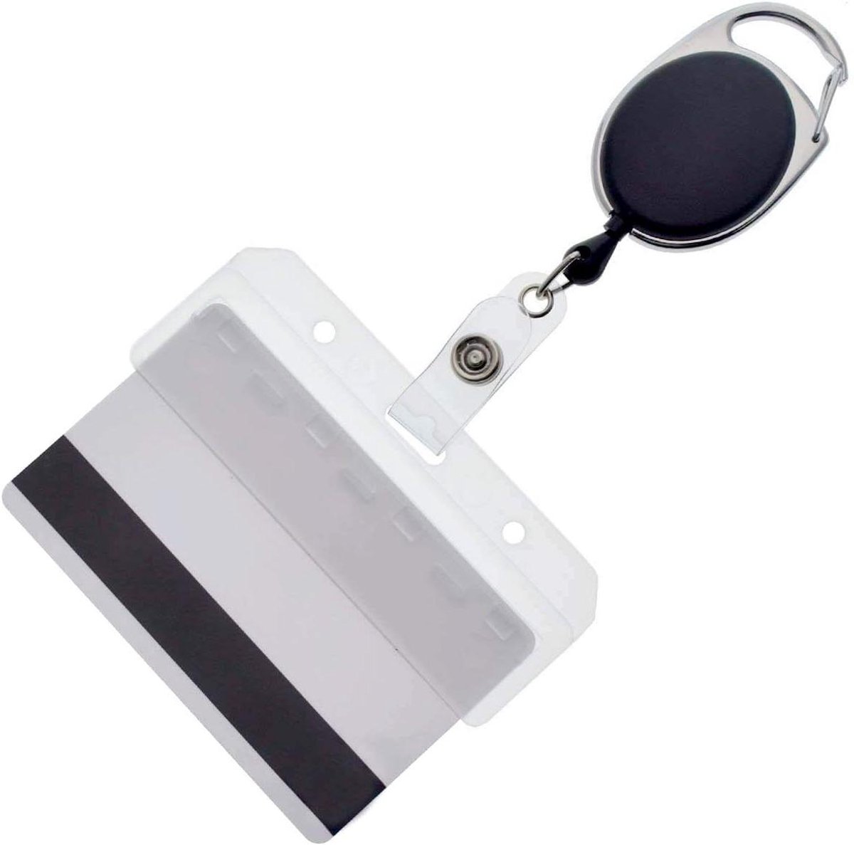 Badge Reels met Kaarthouders - Kaart Hangers - Kaarten Veegbaar Houden - Half Kaart Ontwerp - 5 stuks - Zwart