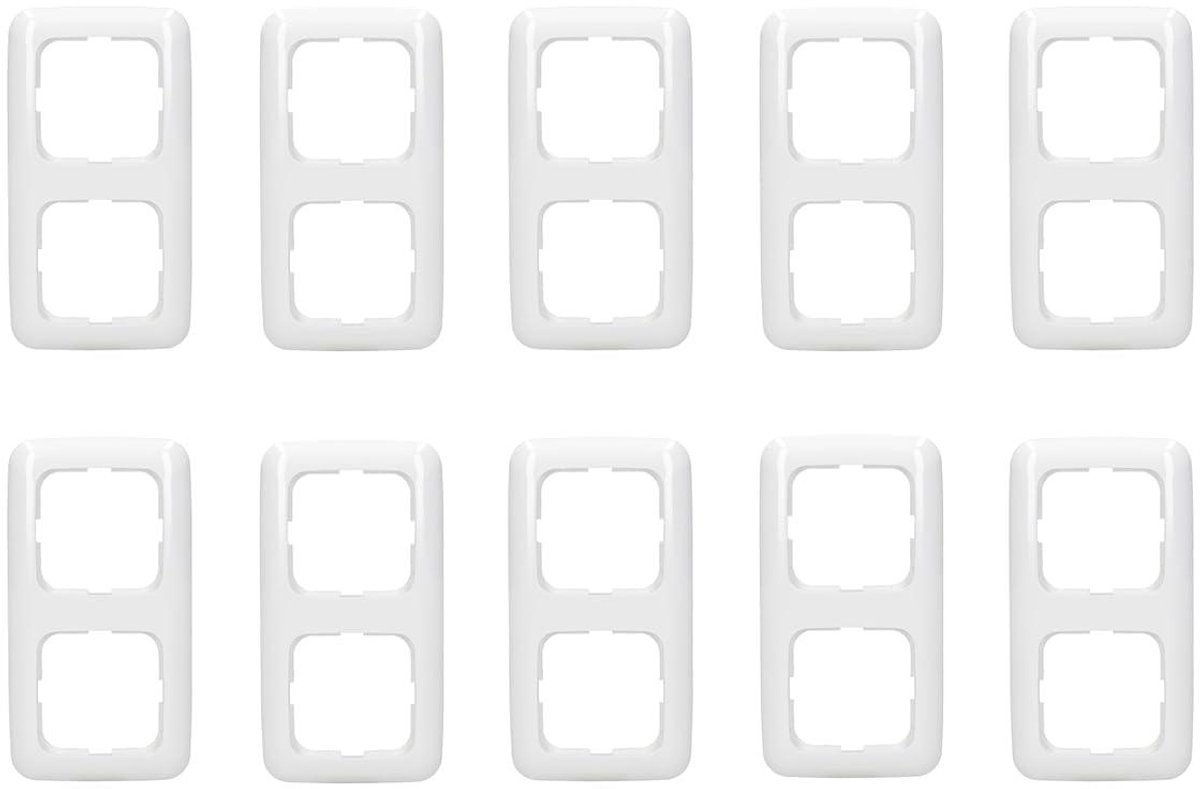 Afdekramen 2-voudig - Schakelaarrame Wandcontactdoos frame - Elektrische installatie - Tijdloos ontwerp - 10 stuks - Alpinewit