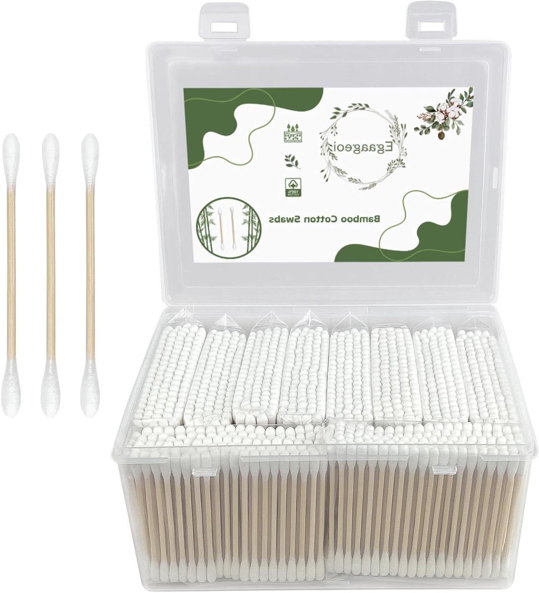 Bamboe Wattenstaafjes - Natuurlijke Oorstaafjes - Make-up en Reiniging - Dubbele Ronde Tips - 1000 Stuks - Natuurlijk